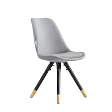 Single Sofia Ergonomic Modern Dining Chair Upholstered in Velvet, Metal Legs with Gold End Tips | Grey | Light Grey