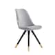 image 1 of Single Sofia Ergonomic Modern Dining Chair Upholstered in Velvet, Metal Legs with Gold End Tips | Grey | Light Grey