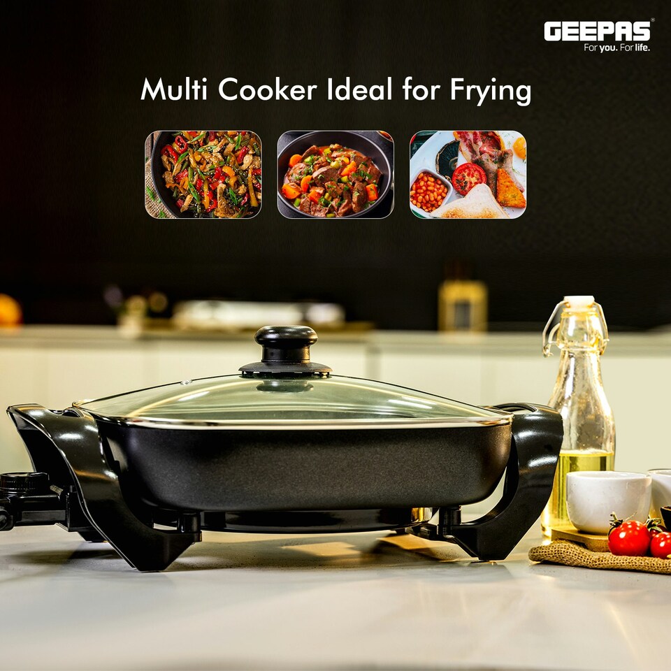 image 1 of GEEPAS Large Multi Cooker | 1500W Aluminium Multifunctional Electric Skillet