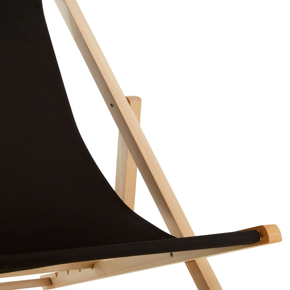 image 1 of Interiors by Premier Adjustable Black Deck Chair, Sling Design Lawn Chair, Ethically Sourced Deck Chair, Stylish Garden Chair