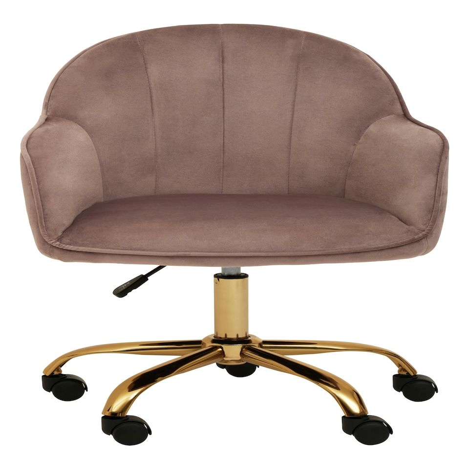 image 1 of Interiors by Premier Brent Pink Velvet And Gold Home Office Chair