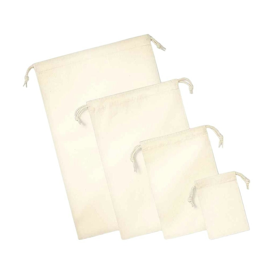 image 1 of Westford Mill Premium Organic Drawstring Bag - Natural - 34cm x 23cm Cream | 34cm x 23cm