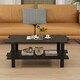 image 5 of COSTWAY 2-Tier Coffee Table Slatted Wood Center Table Black Black