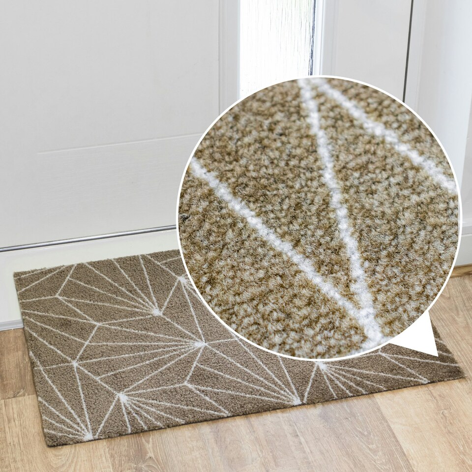 image 1 of JVL Mega Doormat - 50x75cm, Brown Geo