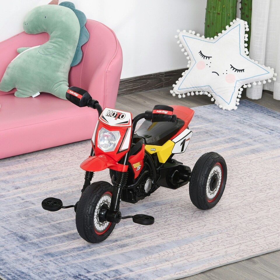 image 1 of HOMCOM Toddler Pedal Tricycle Ride-On Learning Music Lights 18-36 Months Red