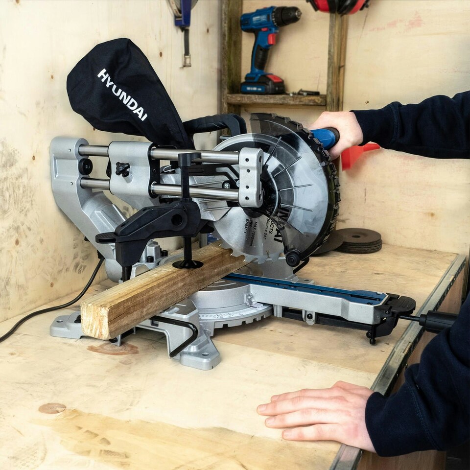 image 1 of Hyundai 1500W Electric Mitre Saw / Chop Saw with 210mm Blade, 230V