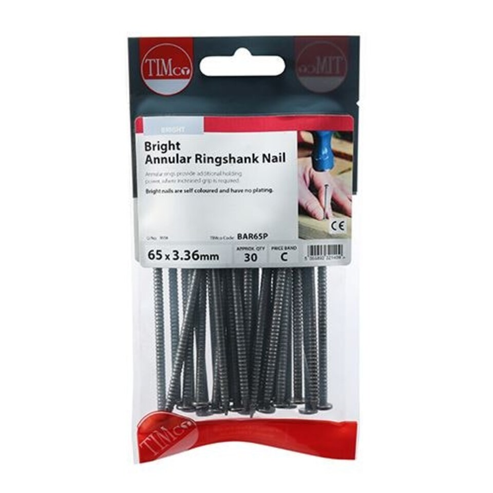 image 1 of Timco - Annular Ringshank Nails - Bright (Size 65 x 3.35 - 30 Pieces)