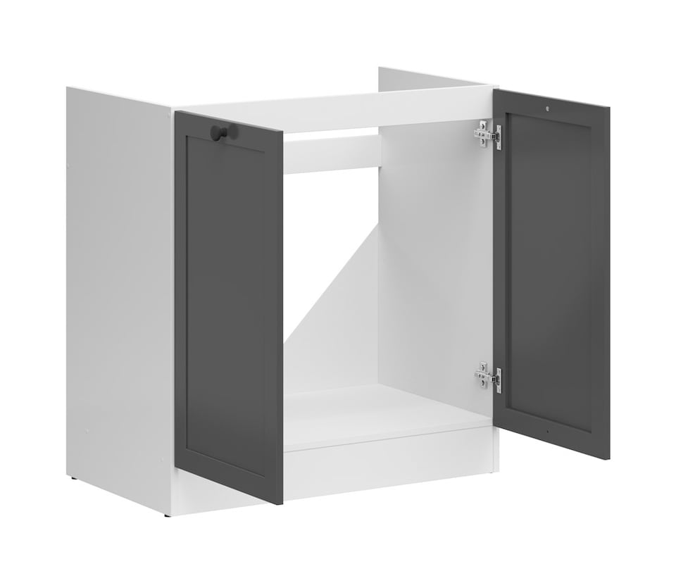 image 1 of Kitchen Sink and Base Unit All in One Under Sink 800mm Base Cabinet Shaker Dark Grey with Steel Sit On Lay On Sink Modern Junona