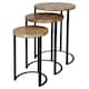 image 1 of Ravi Iron Base Solid Wood Top Round Stool (Set of 3) - L43 x W43 x H65 cm - Mango Light Finish