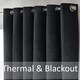 image 3 of Chenille Blackout Eyelet Curtains Thermal Triple Weave Pair 117cm x 137cm Black