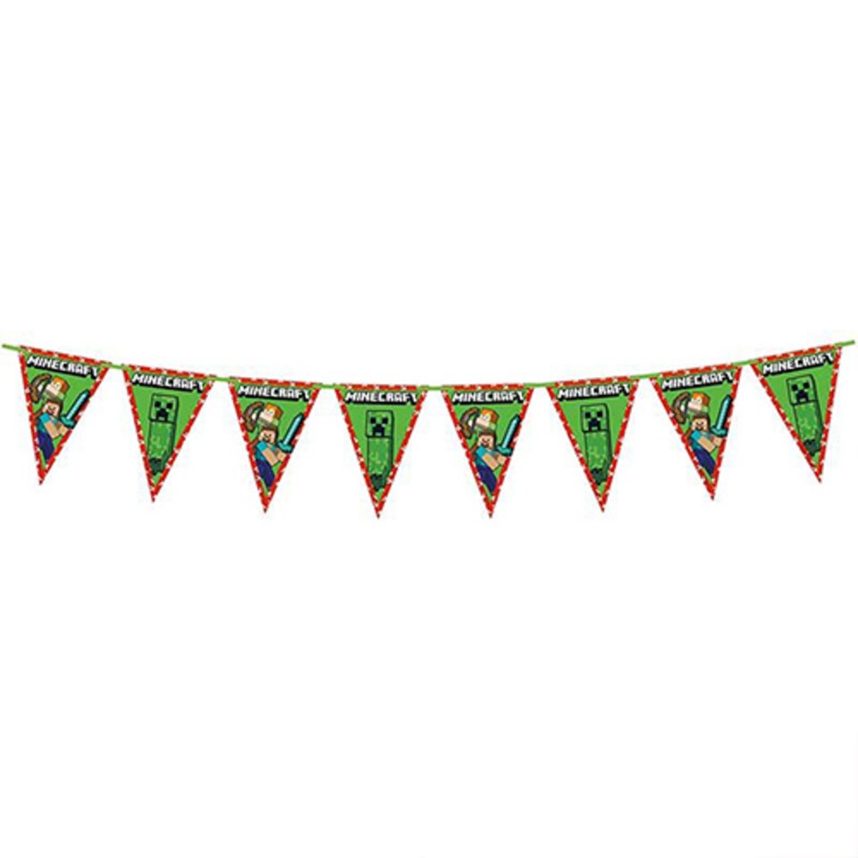 image 1 of Minecraft Paper Triangle Flag Bunting Banner 2m