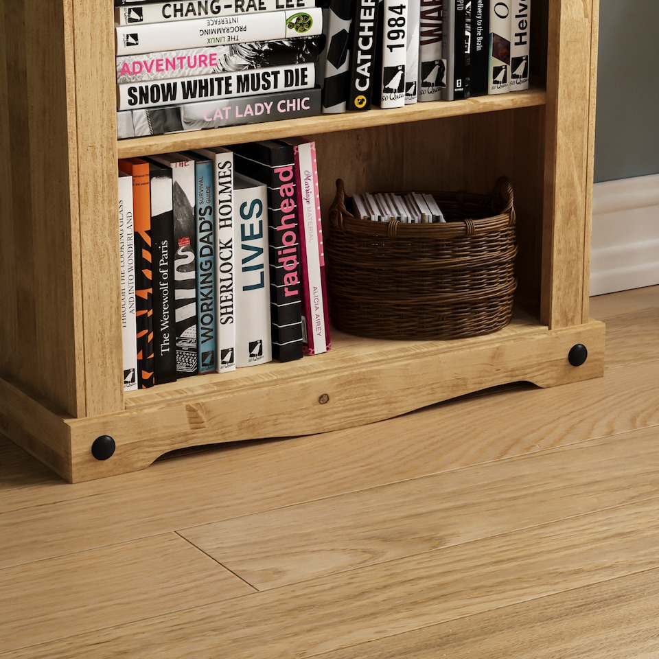 image 1 of Vida Designs Corona 4 Shelf Medium Bookcase Display Unit, Solid Pine Wood