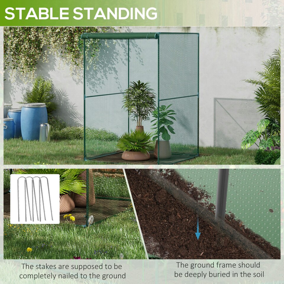 image 1 of Outsunny Fruit Cage, Plant Protection Tent, 1.2 x 1.2 x 1.8m, Dark Green