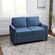image 8 of HOMCOM 2 Seater Sofa, Channel Tufted Modern Fabric Couch, Comfy Upholstered Small Sofa Loveseat with Spring Cushion, Back Pillow, for Living Room, Bedroom, Office, Blue | Blue | One Size