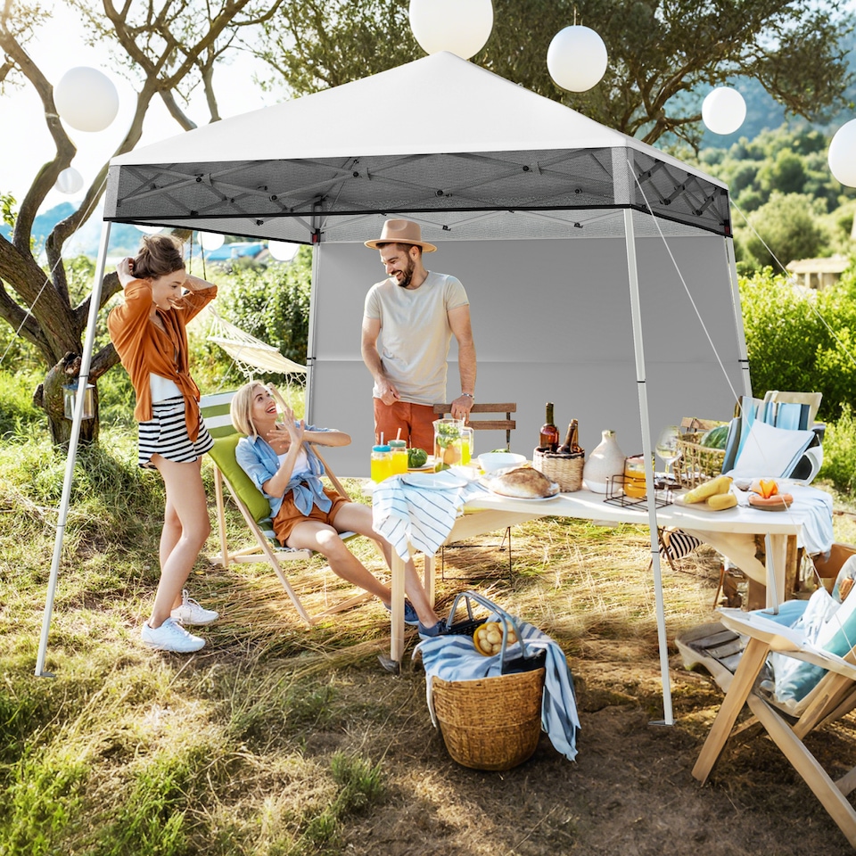 image 1 of COSTWAY 210 x 210 cm Pop up Canopy Tent Portable Backpack Canopy-White