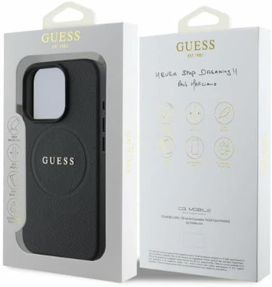 image 1 of Guess PU Grained Classic Logo Case with MagSafe for iphone 16 Pro Max 6.9 Black - GUHMP16XPGHSMMK