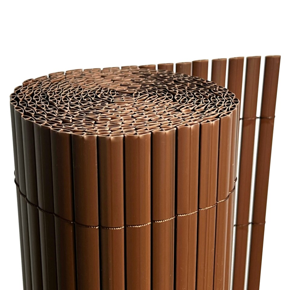 image 1 of Oypla 1m x 3m Brown PVC Outdoor Garden Fencing Privacy Screen Roll Brown