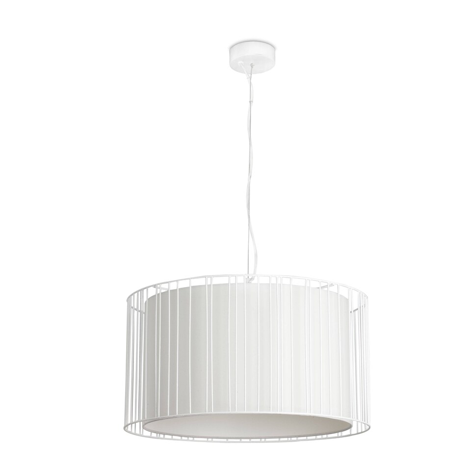 image 1 of Linda 1 Light Round Ceiling Pendant White with Shade, E27
