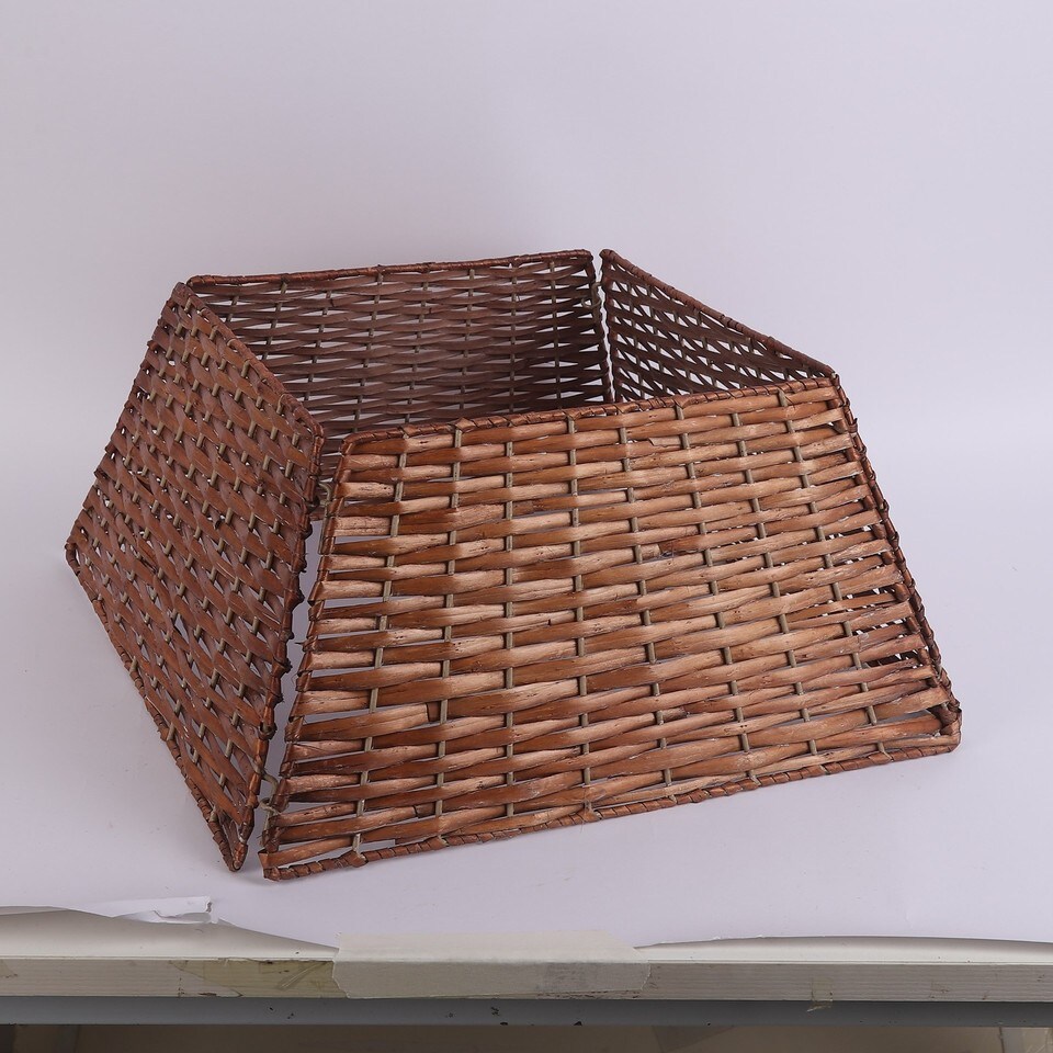 image 1 of 47cm Square Christmas Tree Skirt Stand Decorative Base Festive Xmas PVC Rope | Multi | Brown | 1