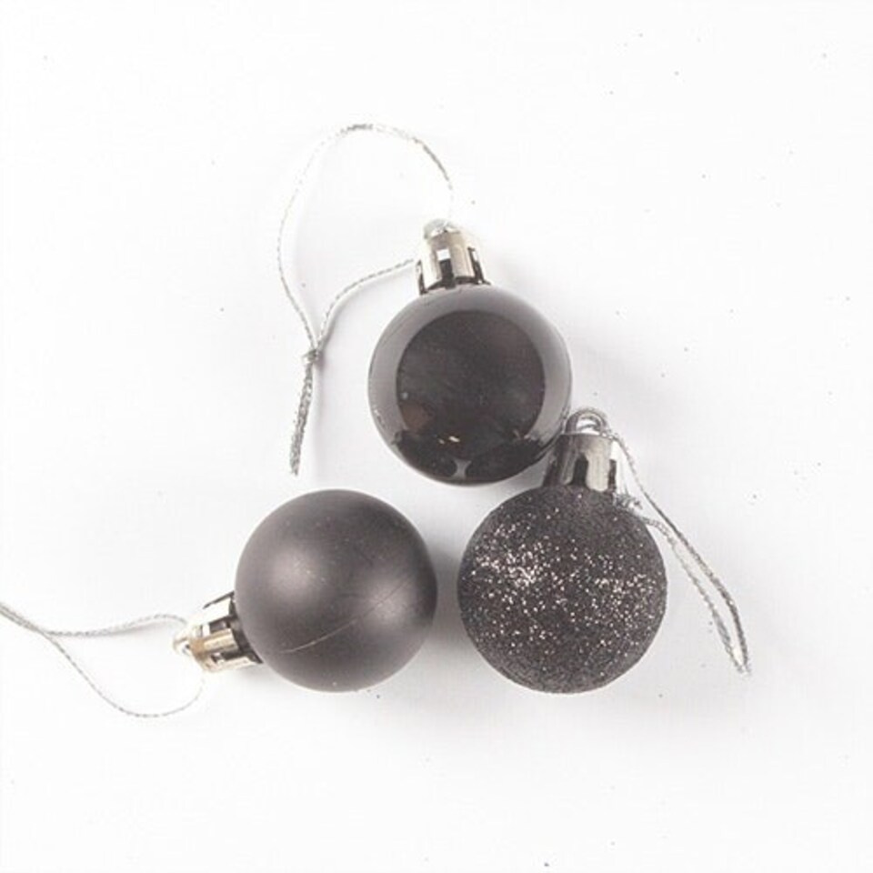 image 1 of Black Shatterproof Christmas Baubles 3cm - Pack of 12
