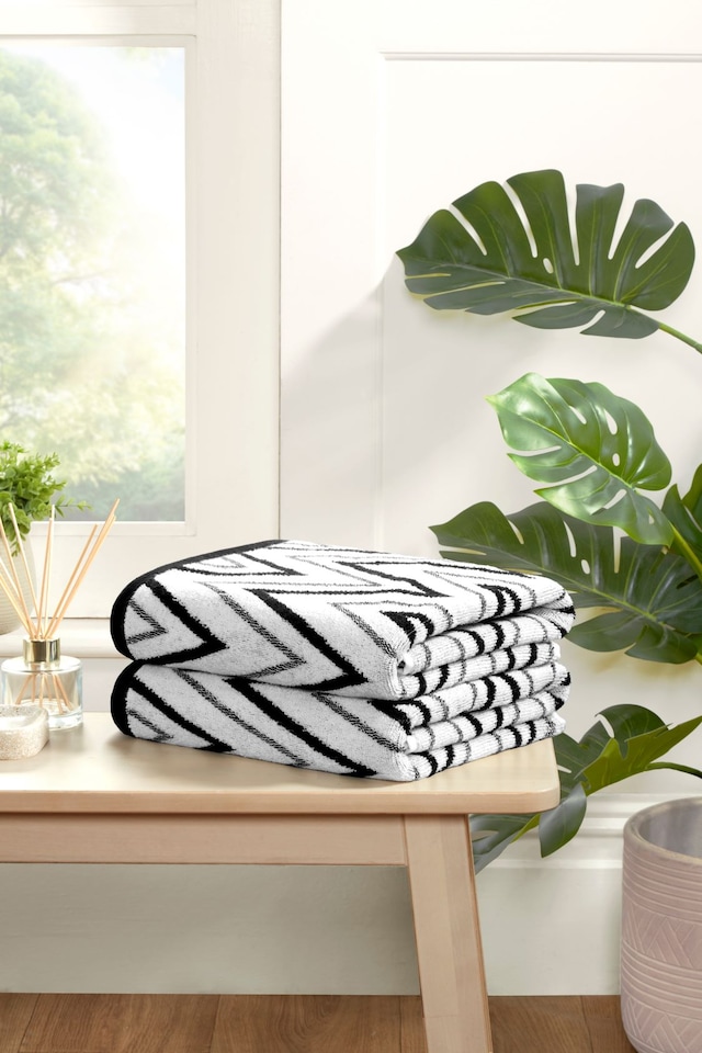 image 1 of Helix Pure Cotton Bath Sheet Towels Set Of 2 | Black | Bath sheet | 2