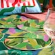 image 3 of OHS Summer Print Plastic Picnic Plates Set of 4 Lightweight Outdoor | Green | Colourful Palm