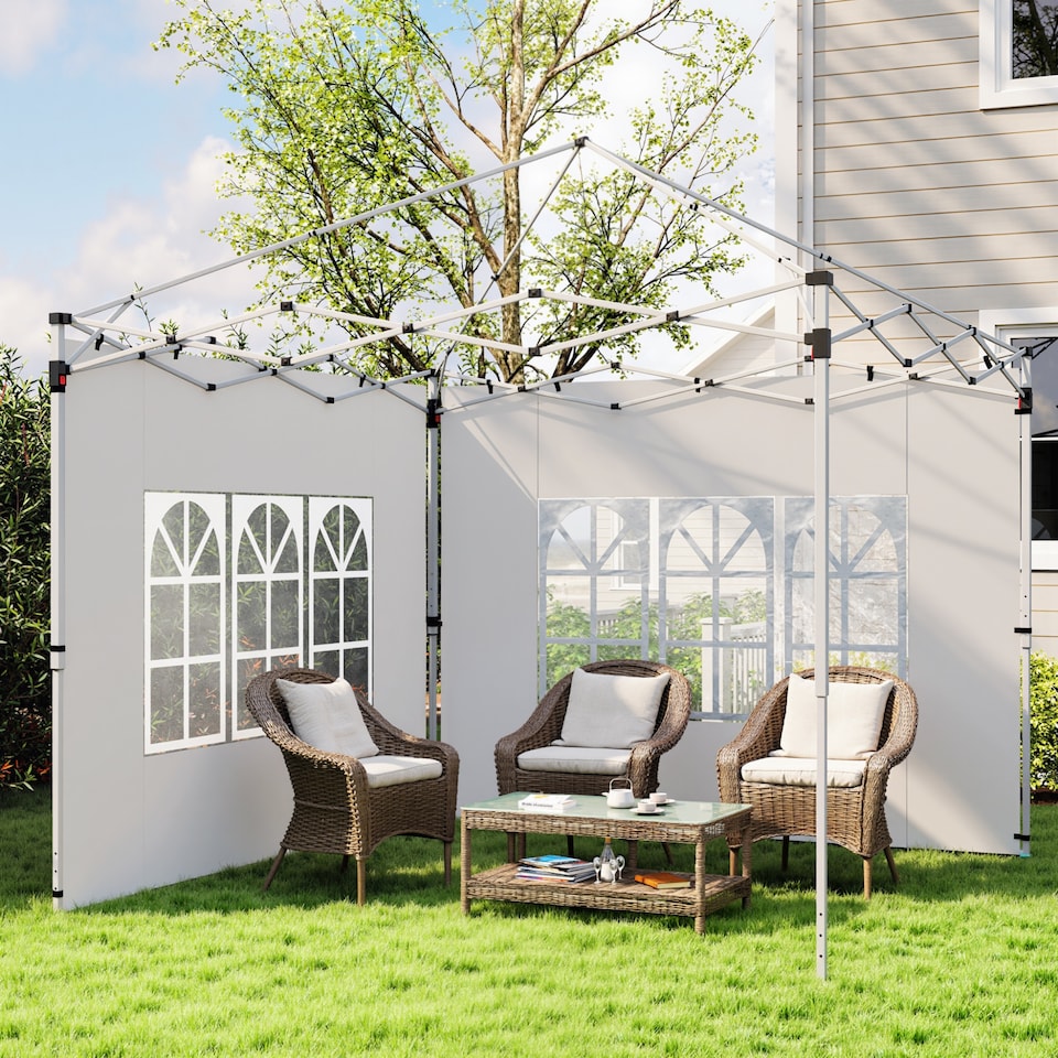 image 1 of Outsunny Gazebo Side Panels for 3x3(m) or 3x4m Pop Up Gazebo, 2 Pack, White