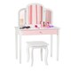 image 1 of COSTWAY Princess Makeup Dressing Table Kids Vanity Set White