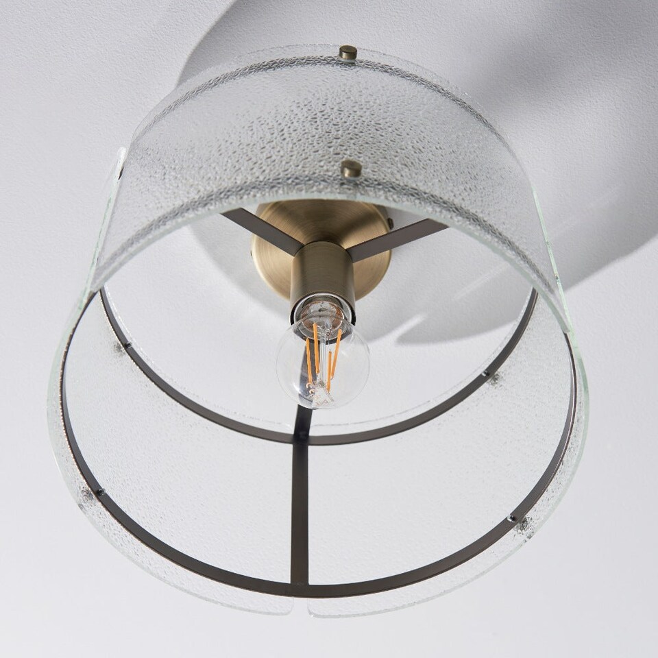 image 1 of Traynor Clear And Antique Brass Flush Ceiling Light