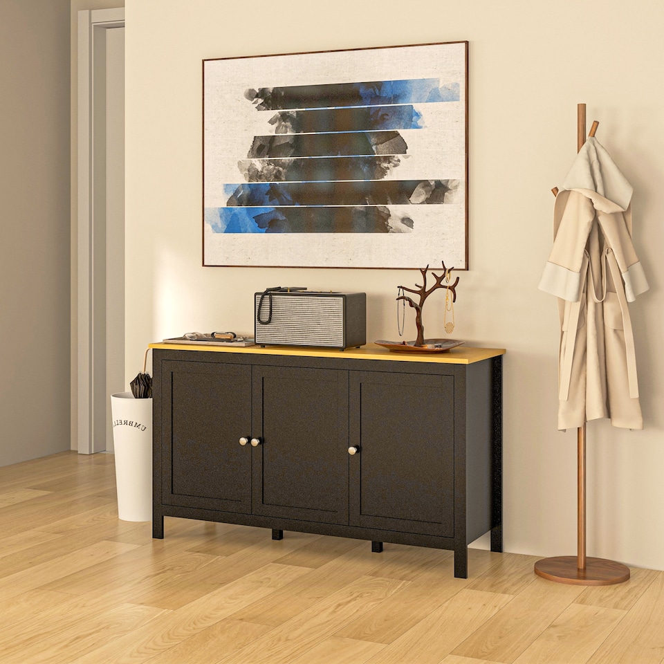 image 1 of HOMCOM Sideboard Buffet Storage Cabinet, Storage Cabinet with Doors, Black