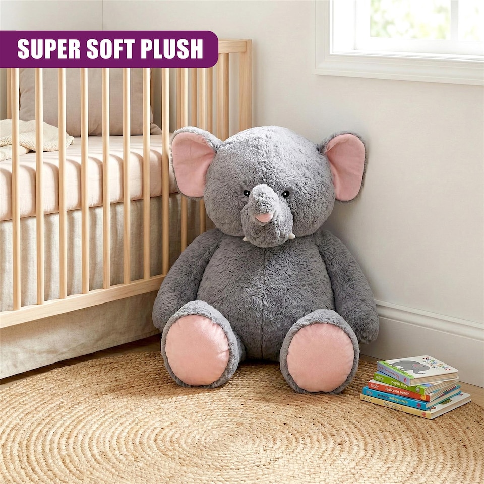image 1 of The Magic Toy Shop Jumbo Elephant Soft Toy 100cm Giant Plush Stuffed Animal