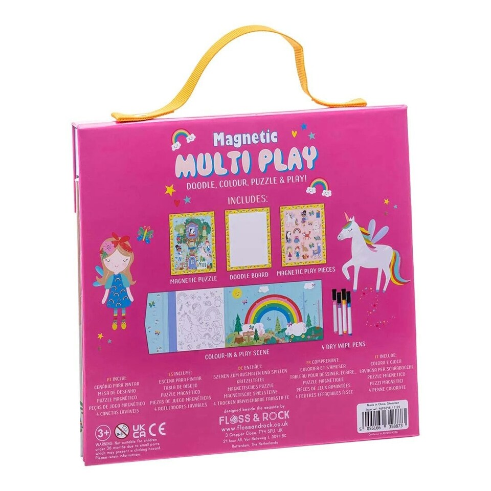 image 1 of Floss & Rock Magnetic 4 in 1 Activity Book - Rainbow Fairy Pink | Pink | One Size