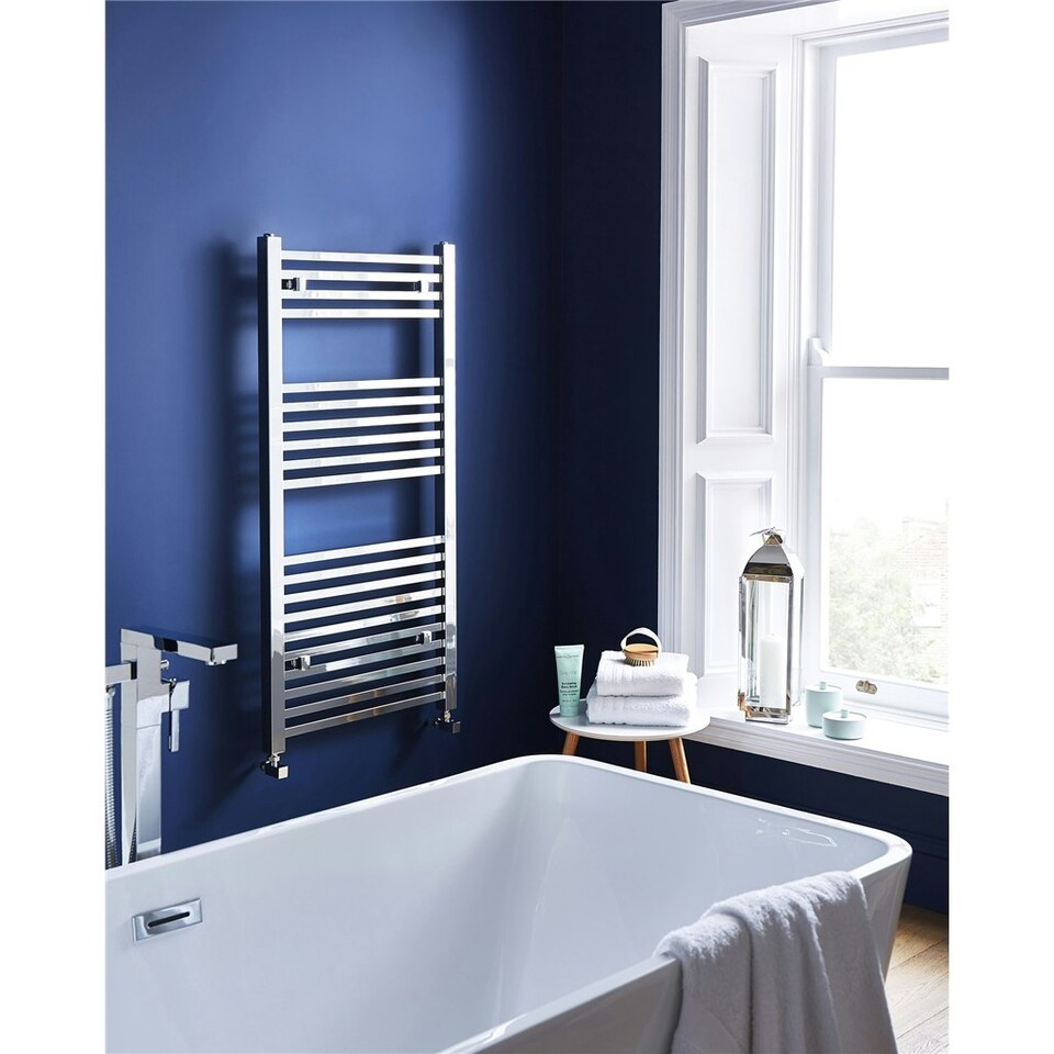 image 1 of 1200mm (H) x 500mm (W) - Vertical SQUARE - 25mm - Chrome - Bathroom Towel Rail - (Clifton Rail) -(1.2m x 0.5m)