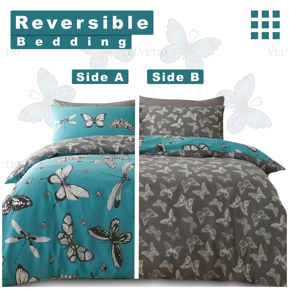 image 1 of Gertie Printed Duvet Cover Set Reversible Polycotton Beddings Multi | Single