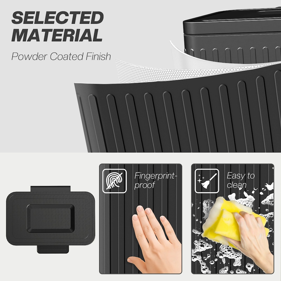 image 1 of HOMCOM 2 x 20L Double Rubbish Bin, Pedal Bin with Soft-Close Lid, Black Black | 40L