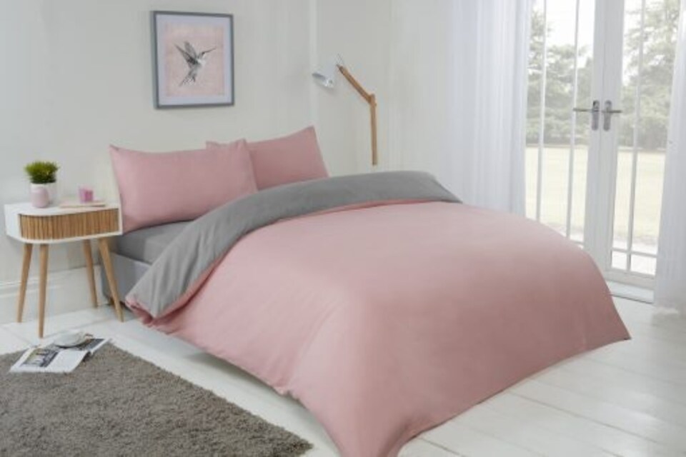 image 1 of Brights Reversible Duvet Single Bed BlushGrey