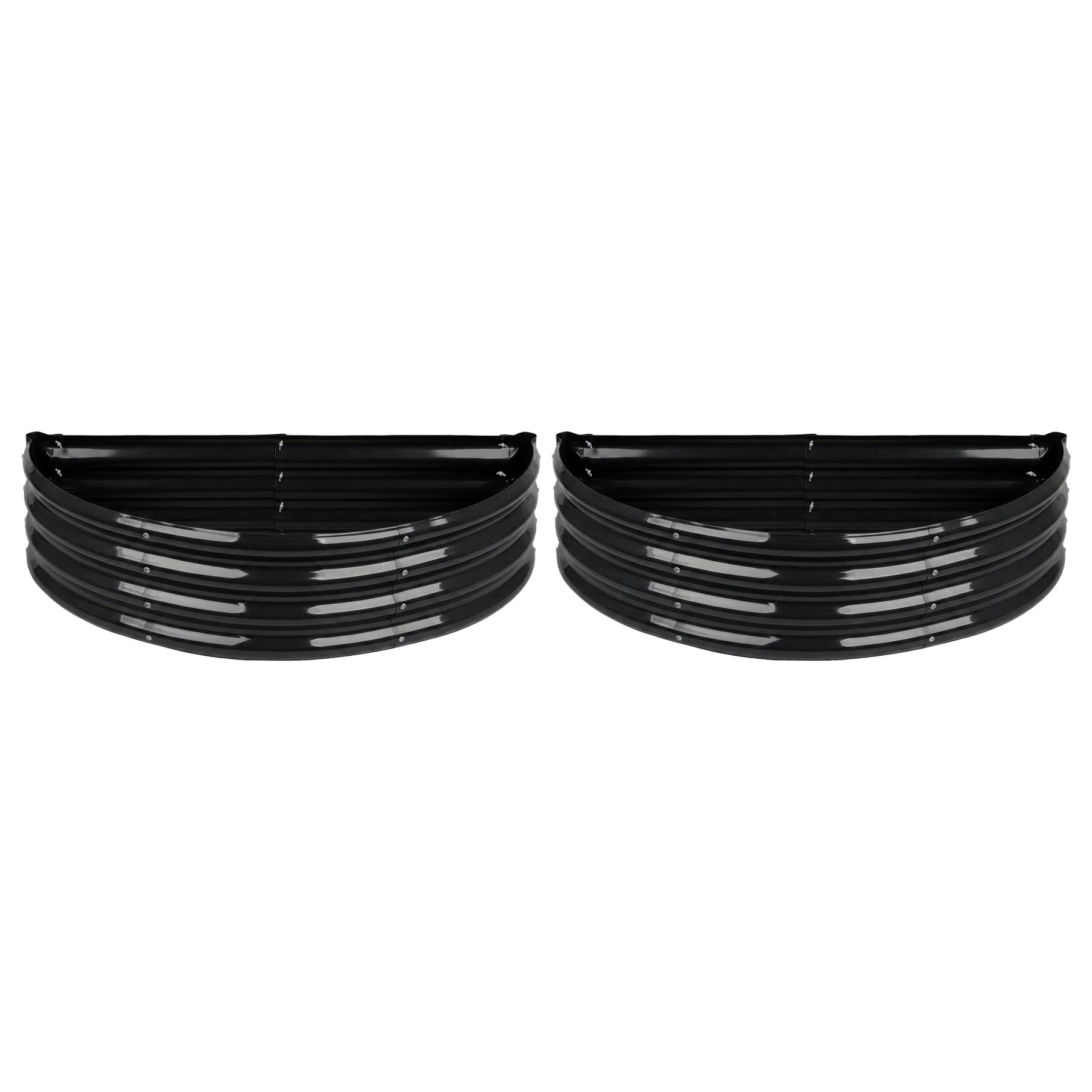 Harbour Housewares Raised Garden Beds - 2x Anthracite Semi-Circle Bottomless Galvanised Steel Metal Planter Box 120 x 60cm