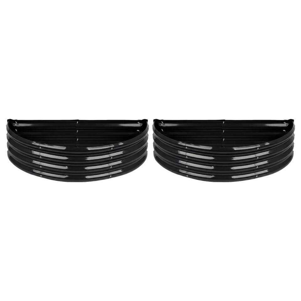 image 1 of Harbour Housewares Raised Garden Beds - 2x Anthracite Semi-Circle Bottomless Galvanised Steel Metal Planter Box 120 x 60cm