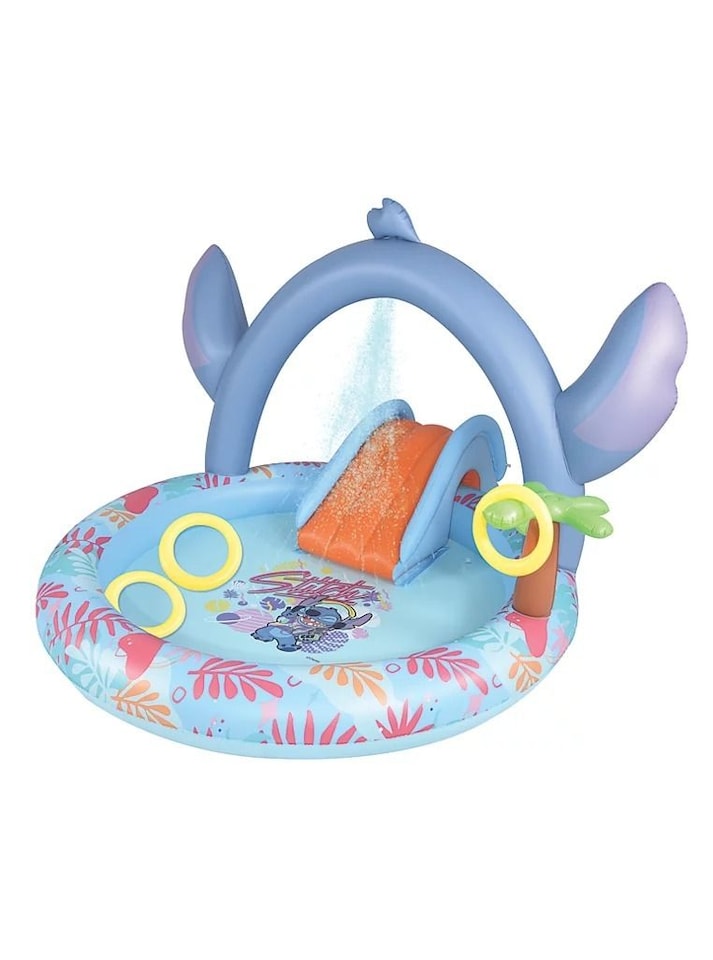 image 1 of Disney Stitch Inflatable Play Centre | Children's Paddling Pool with Slide & Play Hoops | Outdoor Garden Water Play | Ages 3+