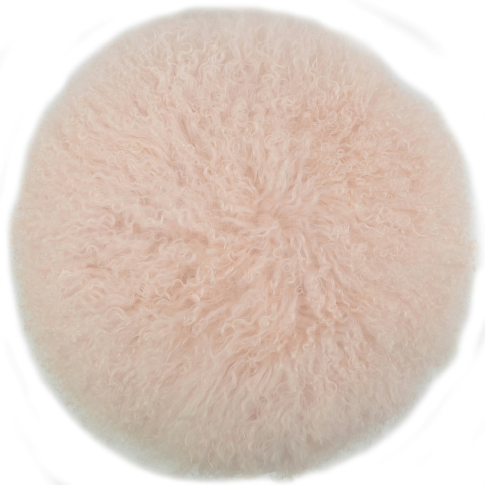 image 1 of SNUGRUGS Mongolian Sheepskin Cushion - Round - 40cm | Pink | Round 40cm