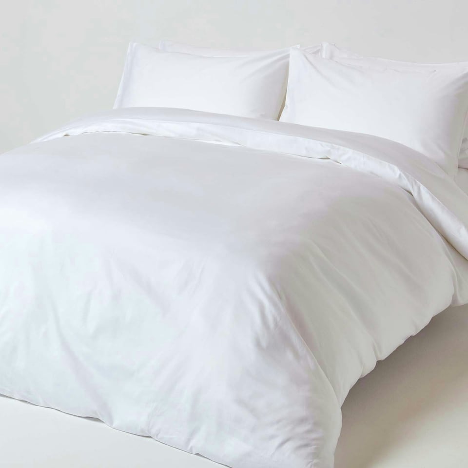 image 1 of Homescapes White Organic Cotton Flat Sheet 400 Thread count, Double White | Double