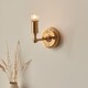 image 5 of Burley Rechargeable Brushed Aged Brass Plate Wall Light with Apricot Orange Fabric Zigzag Shade 16cm Integrated LED