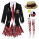 image 1 of Zombie Schoolgirl Costume With Stockings, Facepaint, Blood & Boater Multi | XS