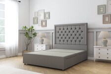 Sloomy Montana Pewter Dumfries Divan Bed Base 4 Drawers With 54 Inch Floor Standing Headboard | Grey | Pewter | Double | 1