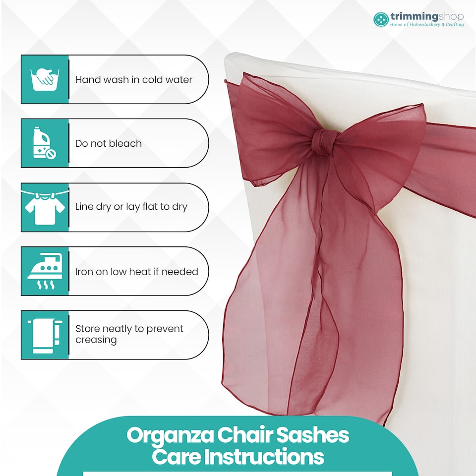 image 1 of 17 x 280cm Organza Chair Sashes, Sheer Sash Ties - 25pcs