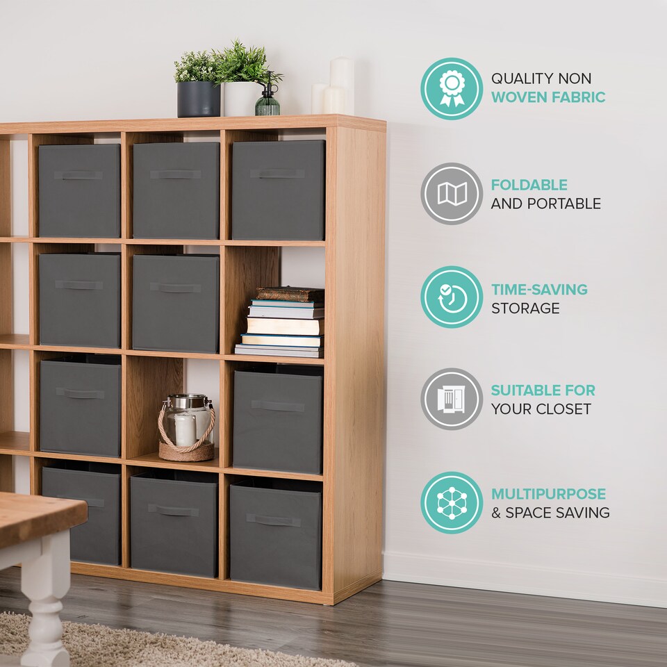 image 1 of Foldable Storage Cubes Set of 6 Grey