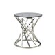 image 2 of Round Metal Lamp Or Side Table With Tinted Glass Tempered Top In Silver