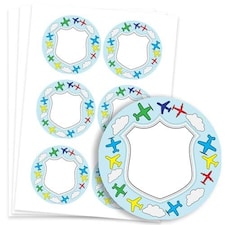 Planes Design Round Stickers 88mm - Sheet of 6