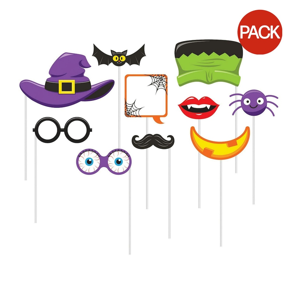 Creative Party Halloween Photobooth Props (Pack of 10) - Multicoloured - One Size