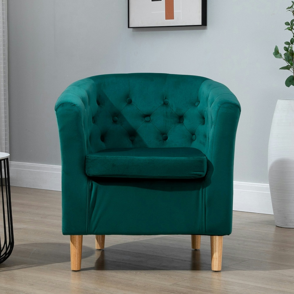 image 1 of Clio Studded Velvet Tub Chair - Green